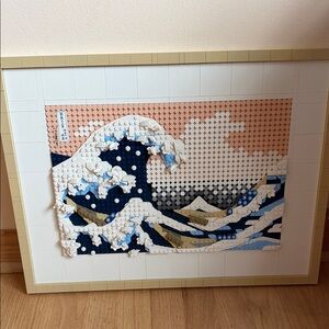 Lego Art: The Great Wave in Blue, White, and Tan